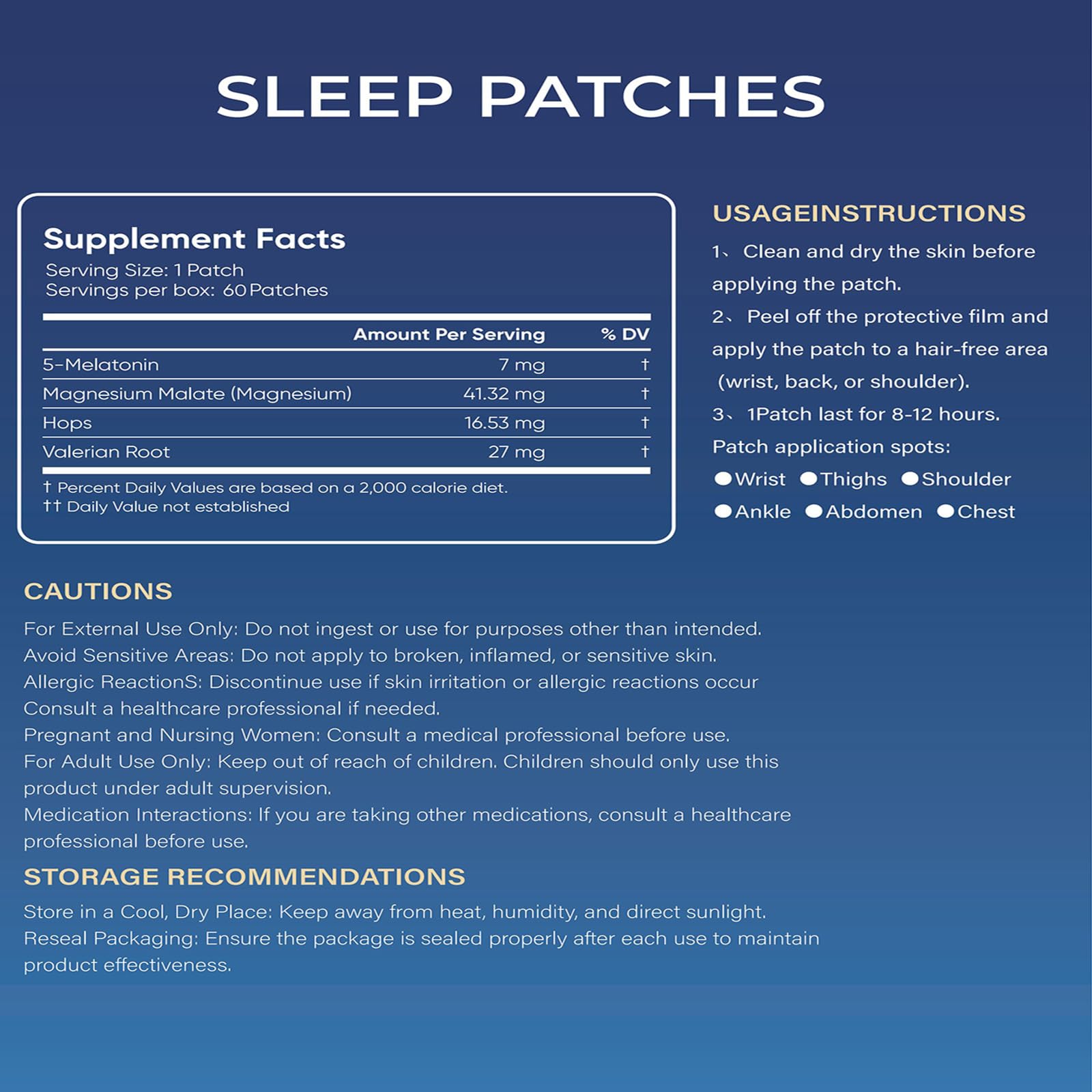 Box showing 60 patches in NEIOM Sleep Patches package
