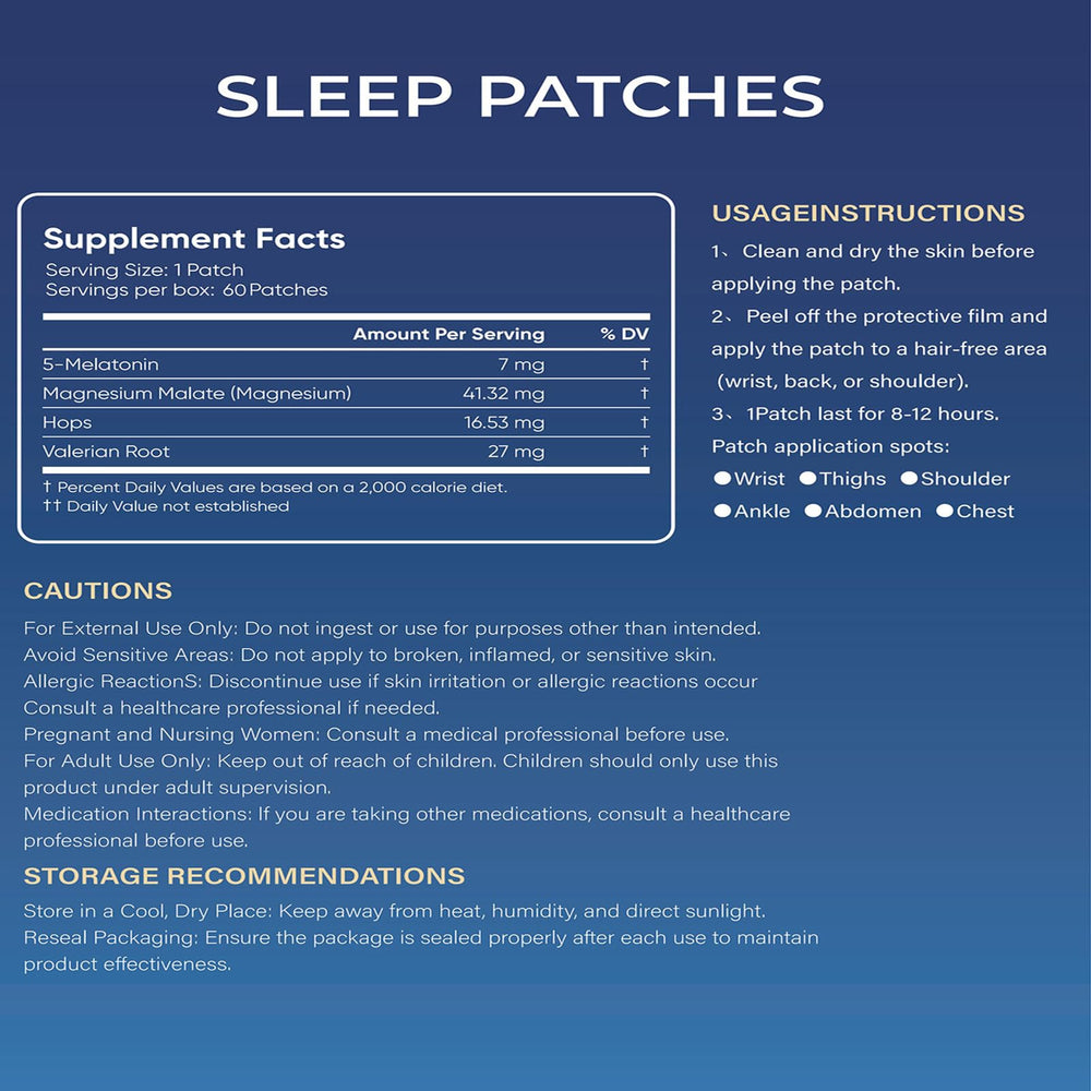 Infographic showing the benefits of NEIOM Sleep Patches