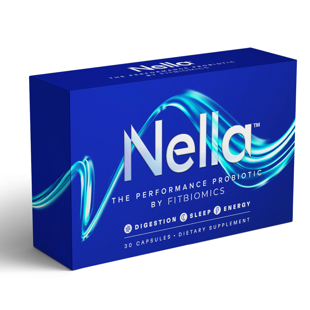 Nella Gut Health Probiotics bottle with 30 capsules