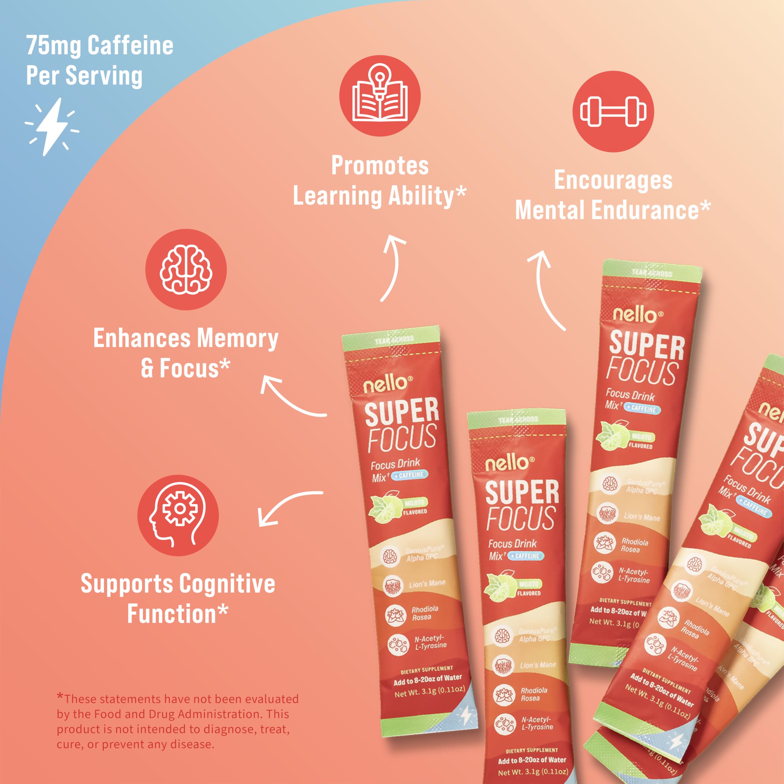 Single Nello SuperFocus Mojito on-the-go packet