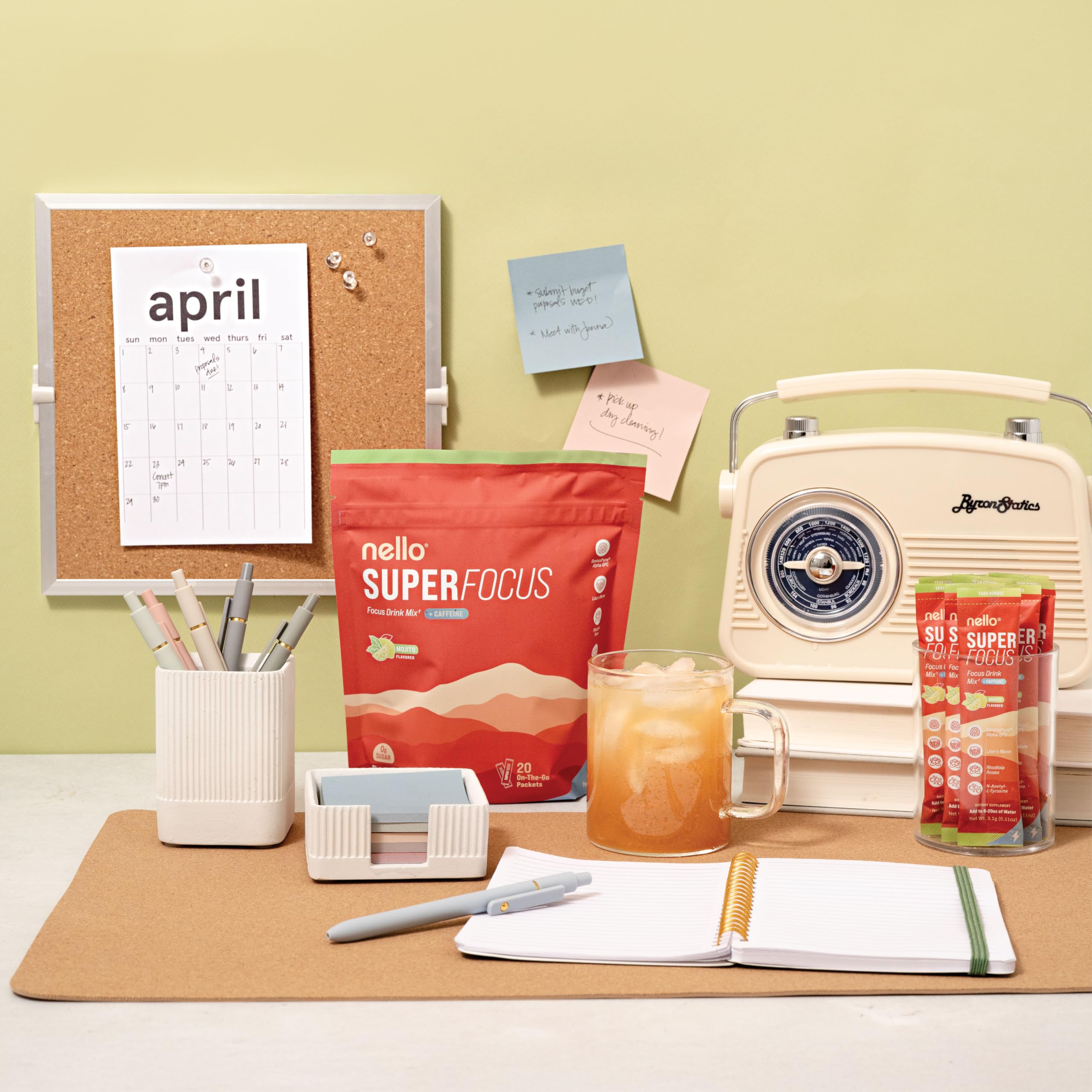 Prepared Nello SuperFocus Mojito beverage in a glass