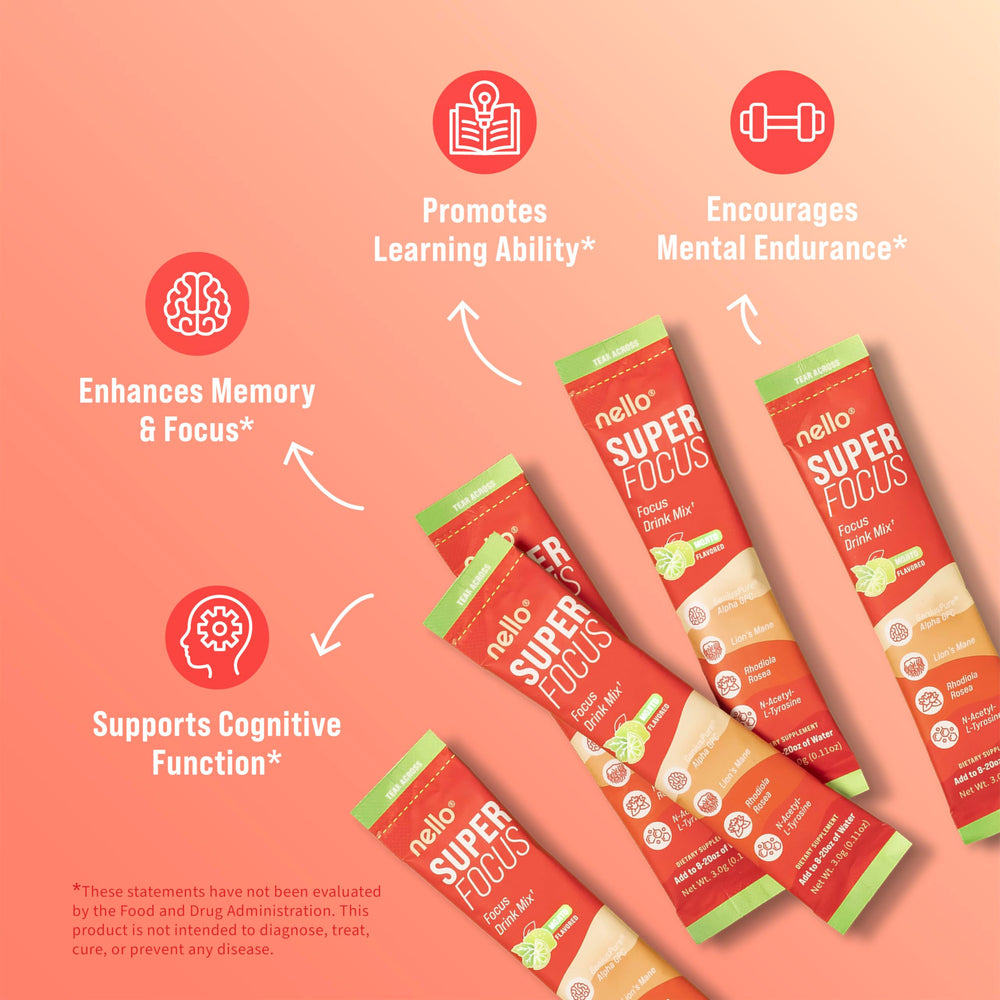 20 on-the-go packets of Nello SuperFocus Mojito