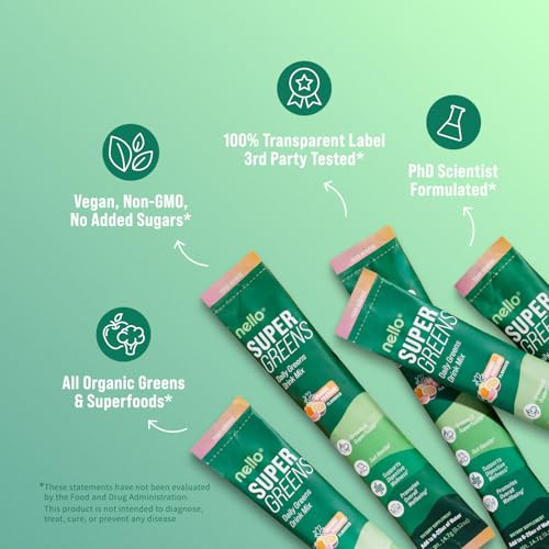 Greens powder showing chlorella, moringa, spinach and broccoli