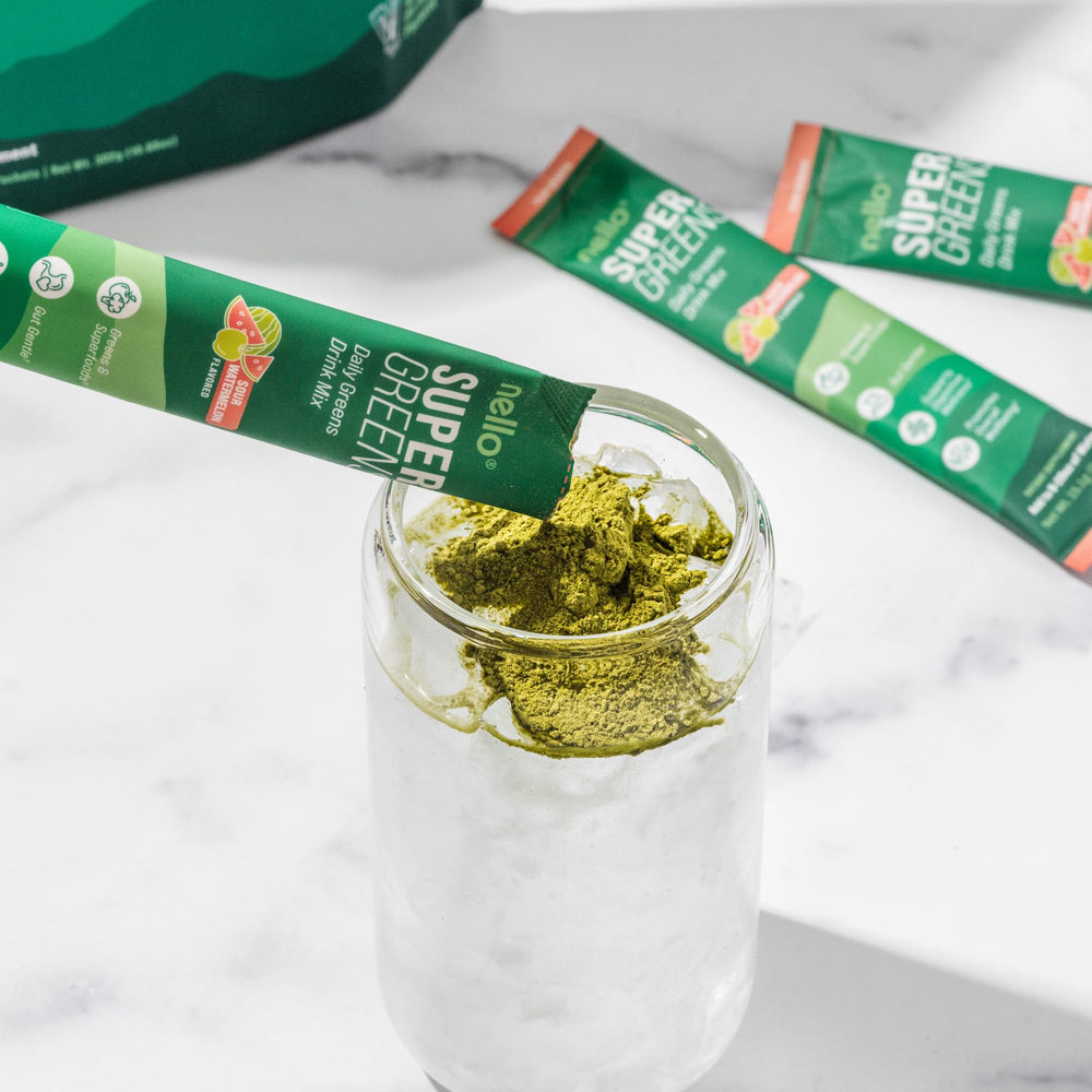 Nello Supergreens nutrition and fiber information graphic