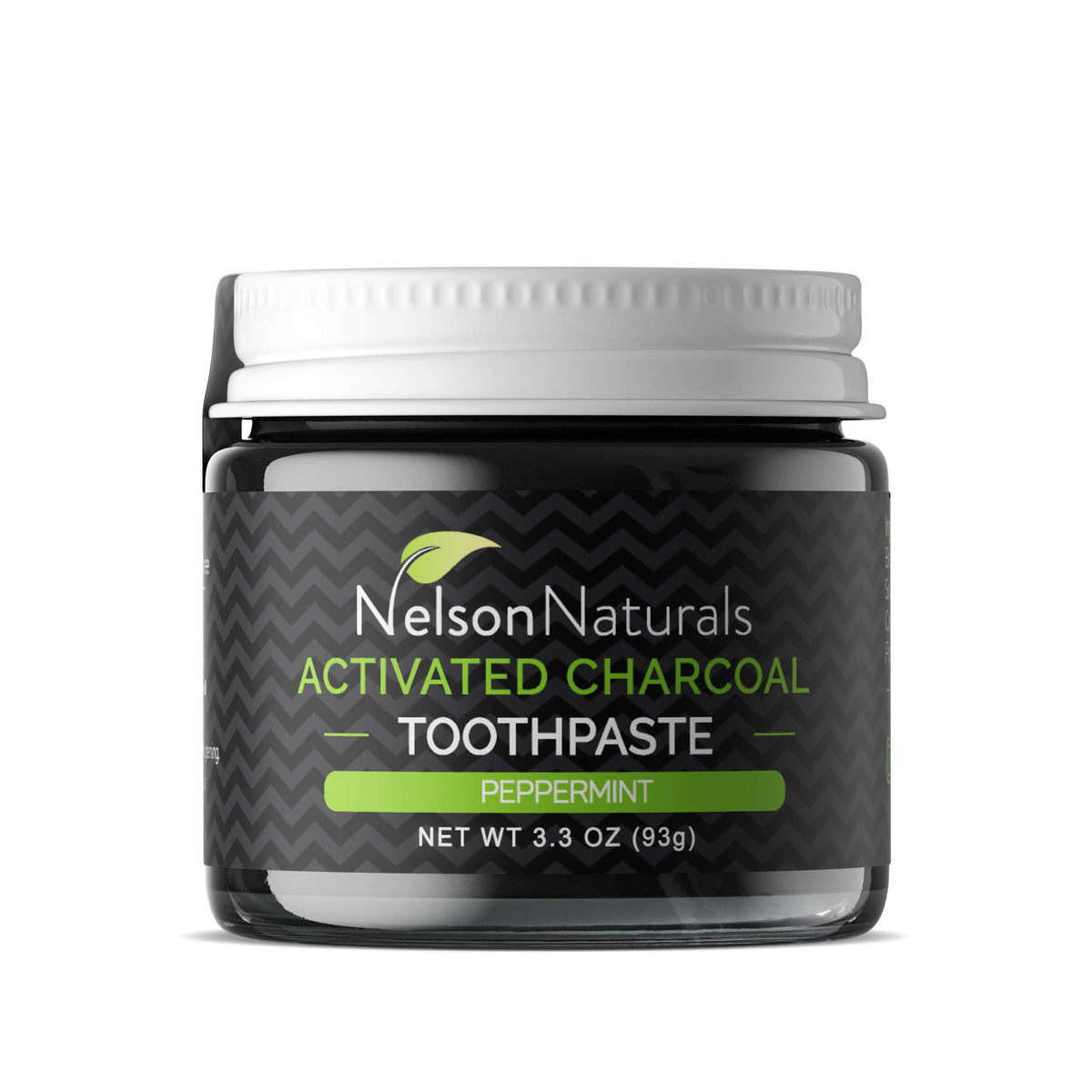 Nelson Naturals Activated Charcoal Toothpaste 3.3 oz Peppermint in glass jar