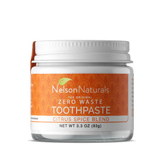 Nelson Naturals Citrus Spice Blend Fluoride Free Toothpaste in a glass jar (3.3 oz)