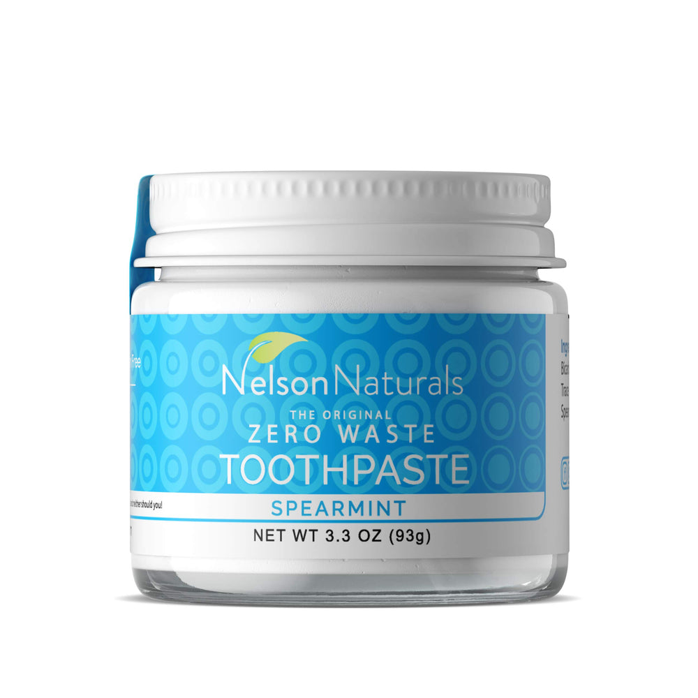 Nelson Naturals Spearmint Fluoride Free Toothpaste in glass jar