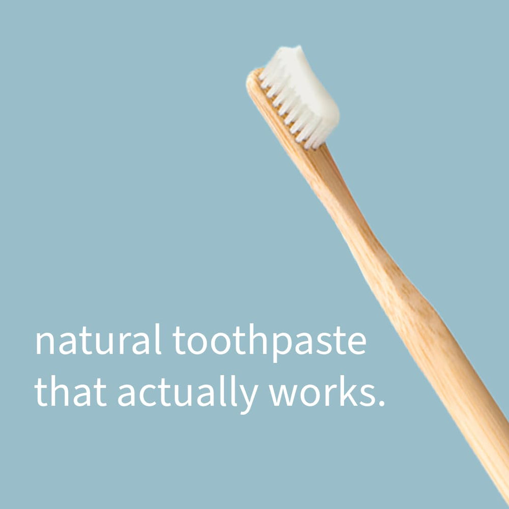 Packaging label showing fluoride-free and cruelty-free formula