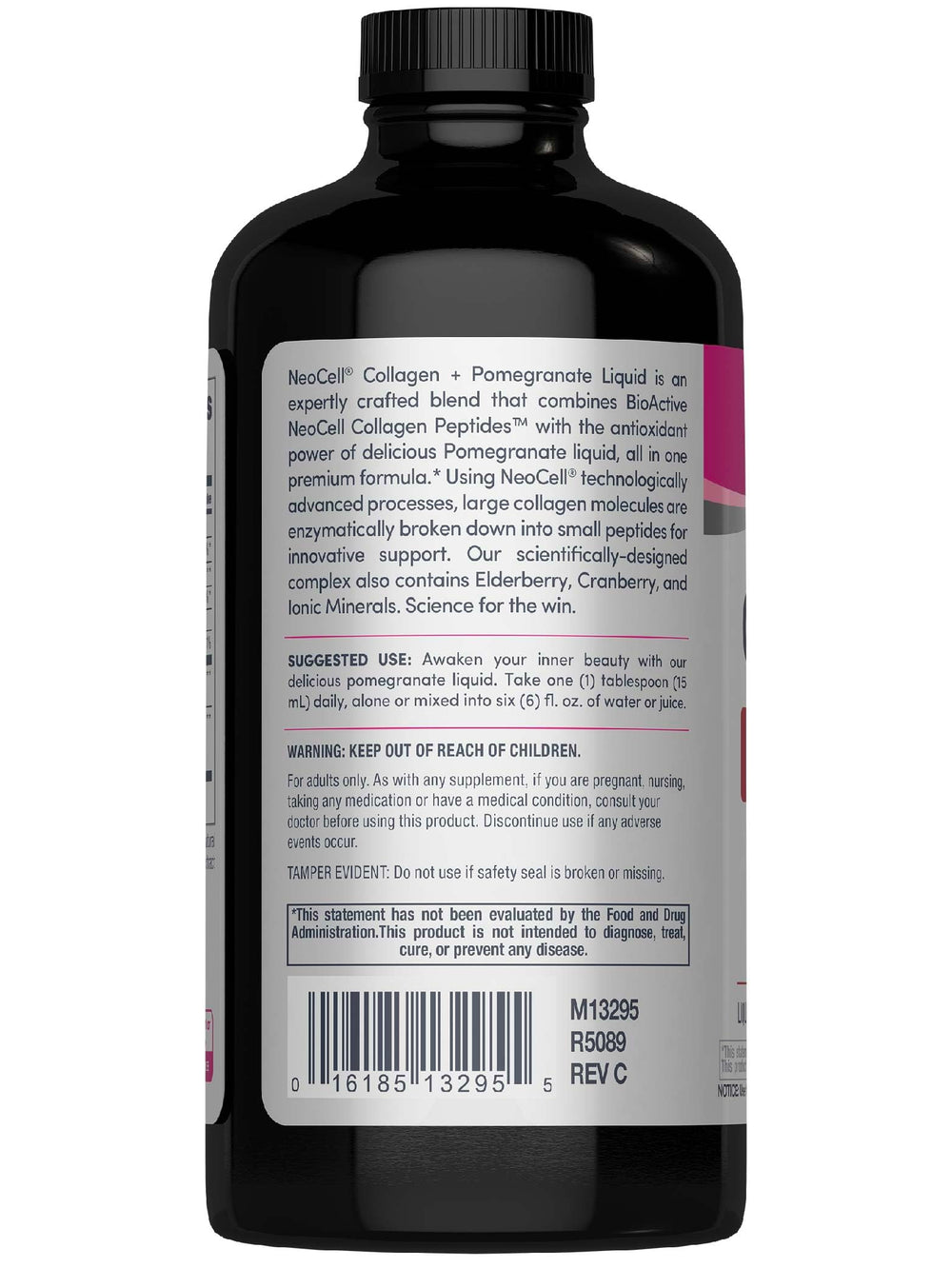 Collagen liquid with pomegranate, cranberry, elderberry juices and green tea