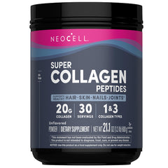 Front view of NeoCell Super Collagen Peptides unflavored 21.2 oz canister
