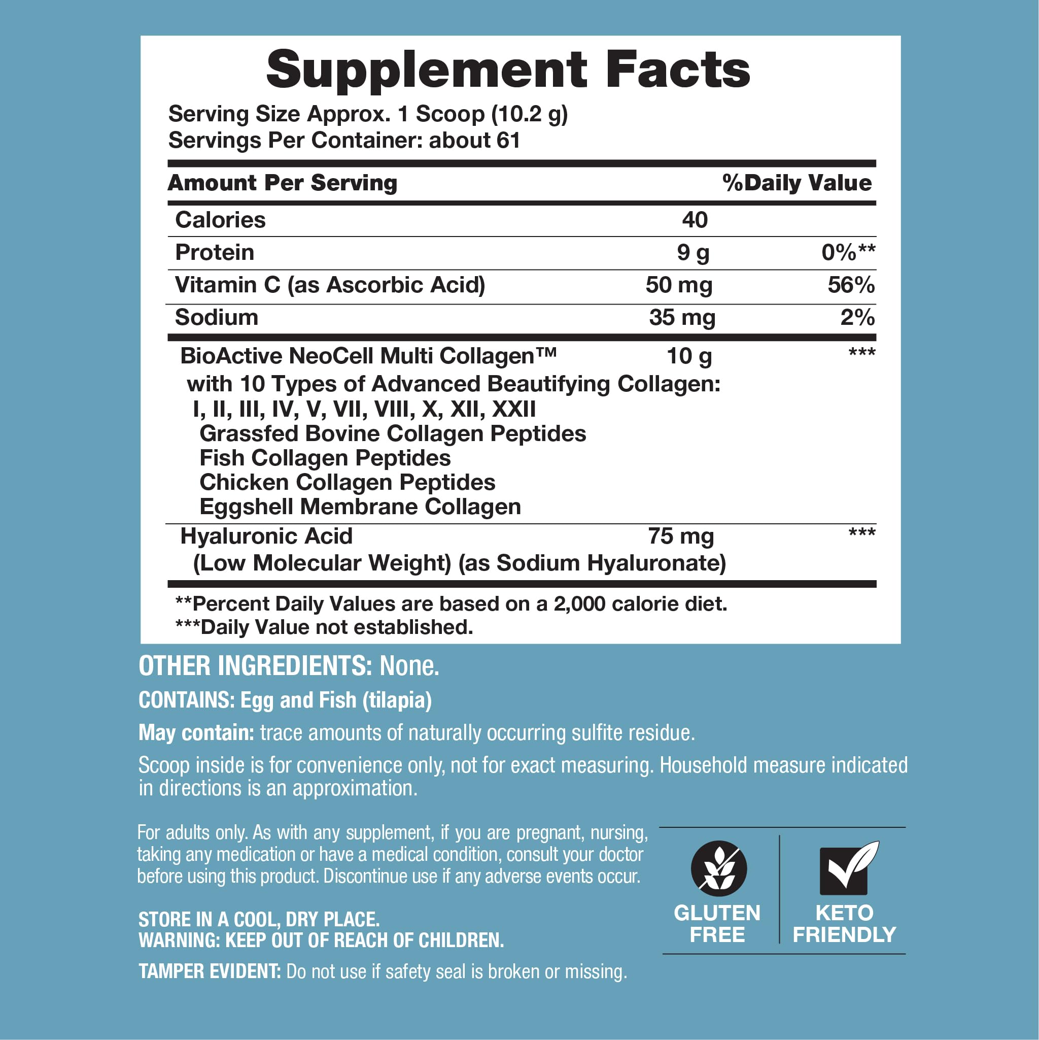 Serving scoop with collagen powder