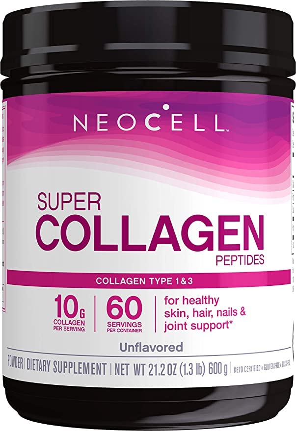 NeoCell Super Collagen Peptides - Grass-Fed Collagen Types I & III, Unflavored, 21.2 oz