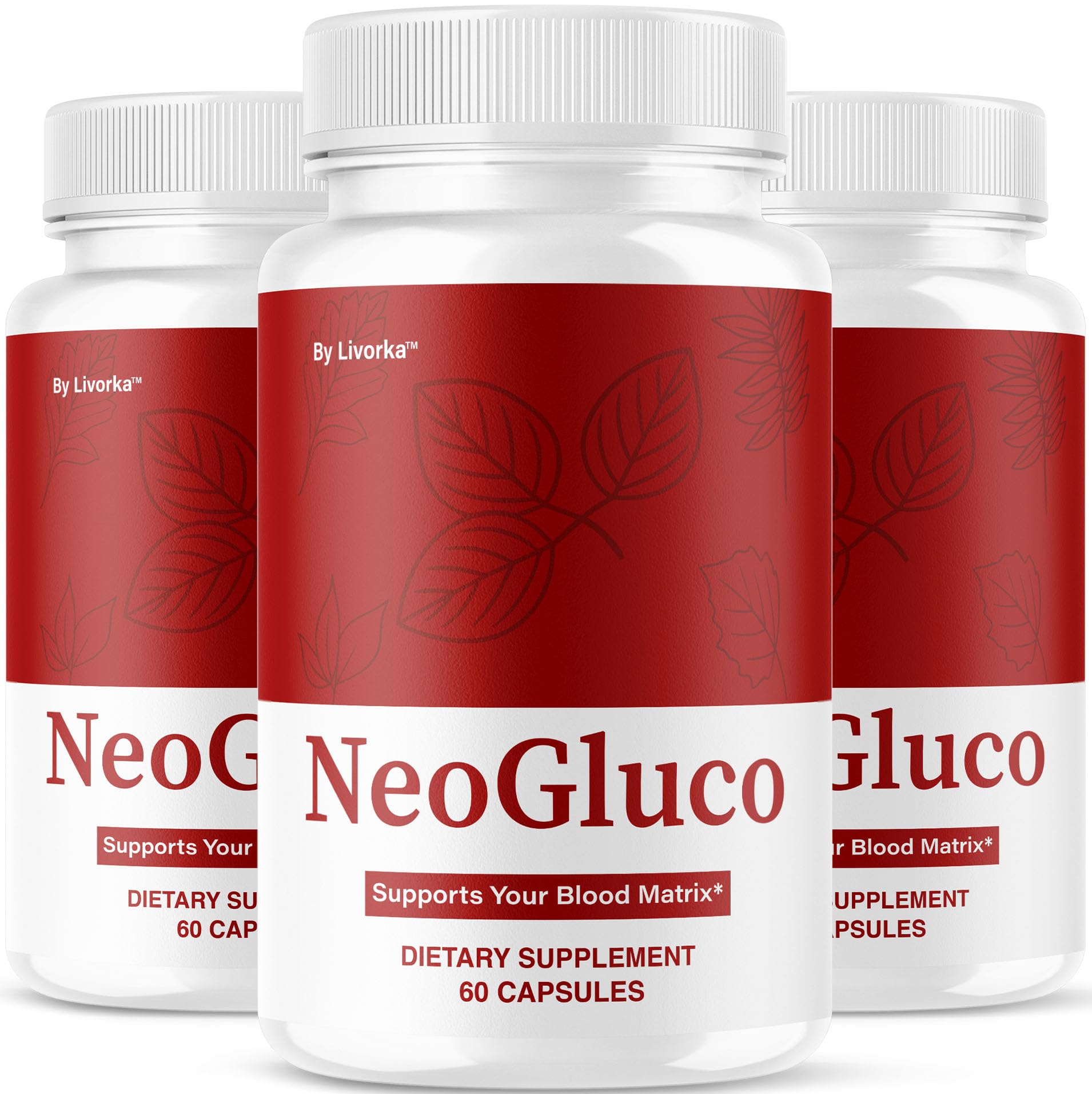 Front hero image of the 3-pack Neo Gluco bottles