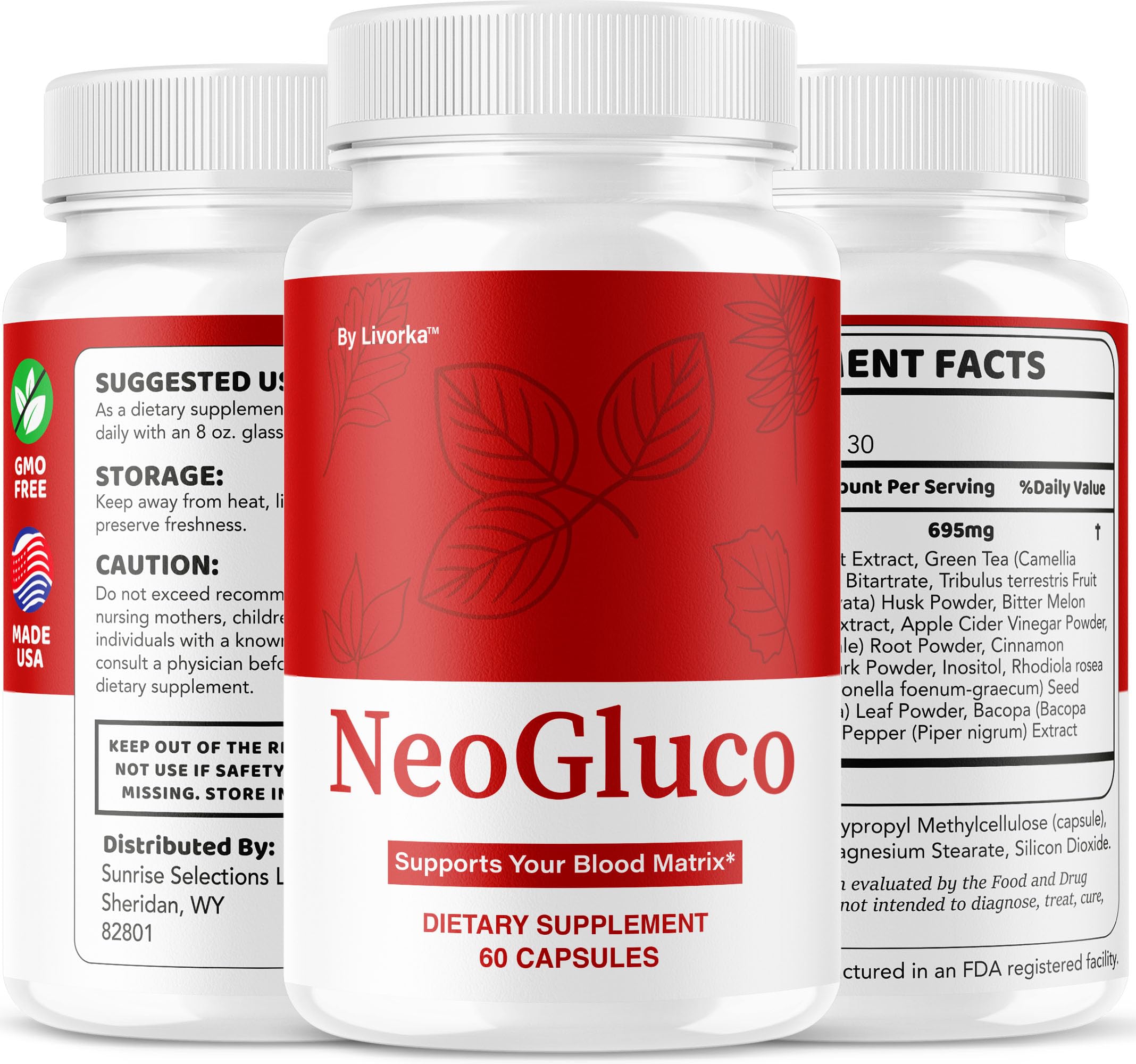 Usage illustration showing dosage for Neo Gluco