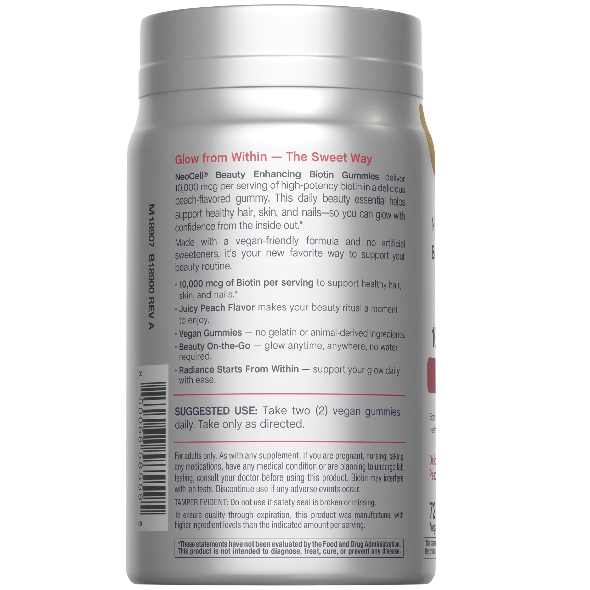 Biotin 10000mcg Gummies ingredients panel