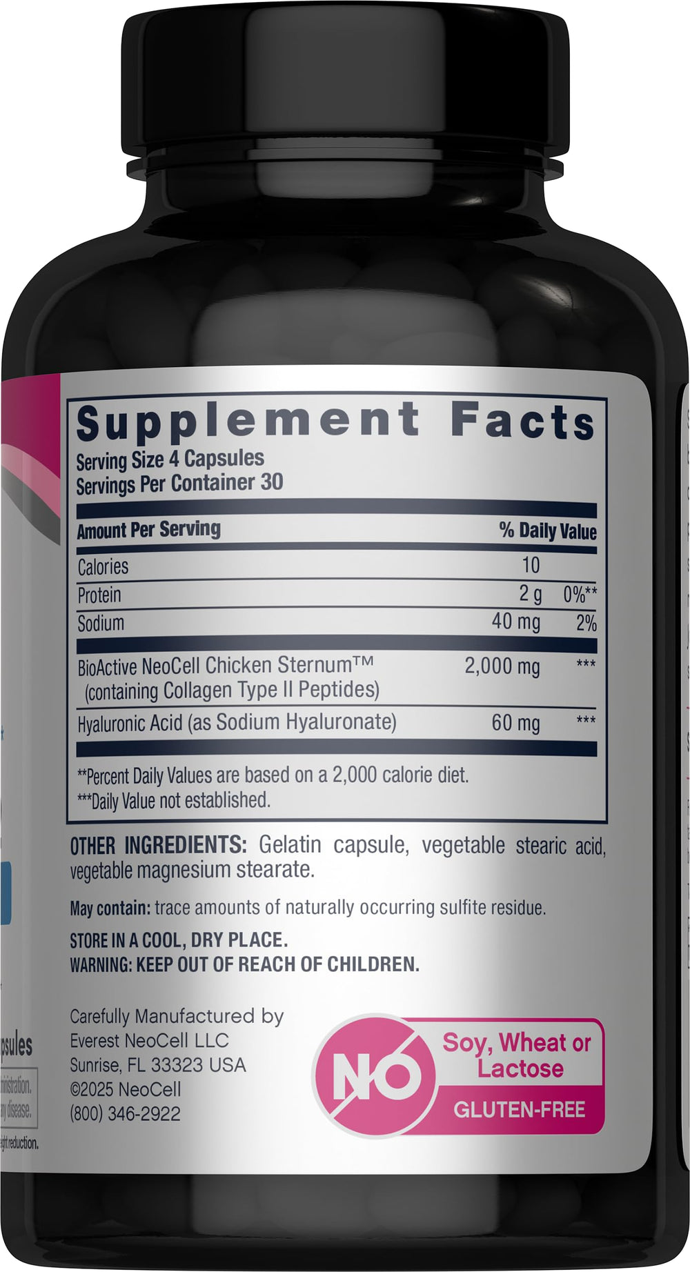 Close-up of Joint Complex capsules showing hydrolyzed collagen type 2