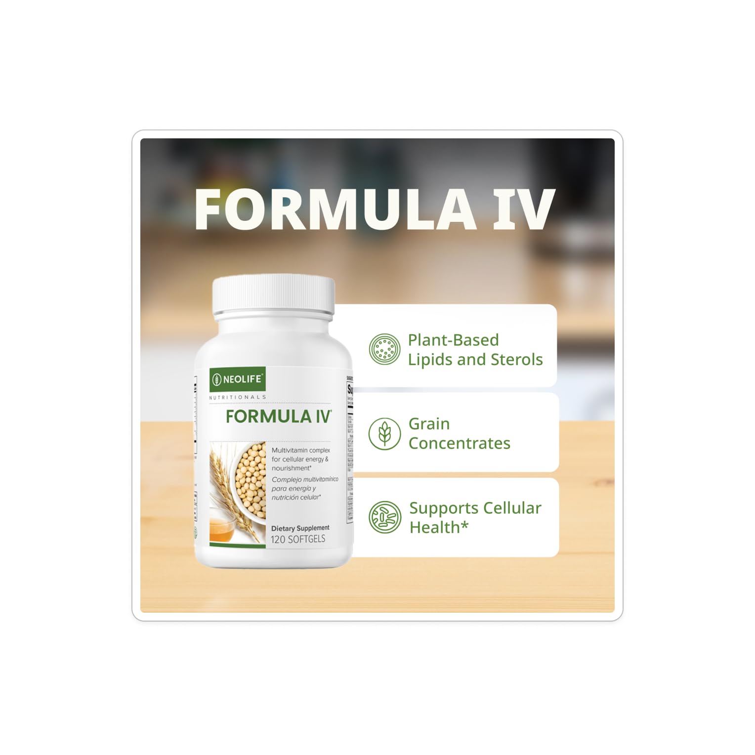 NeoLife Formula IV Softgel bottle on white background