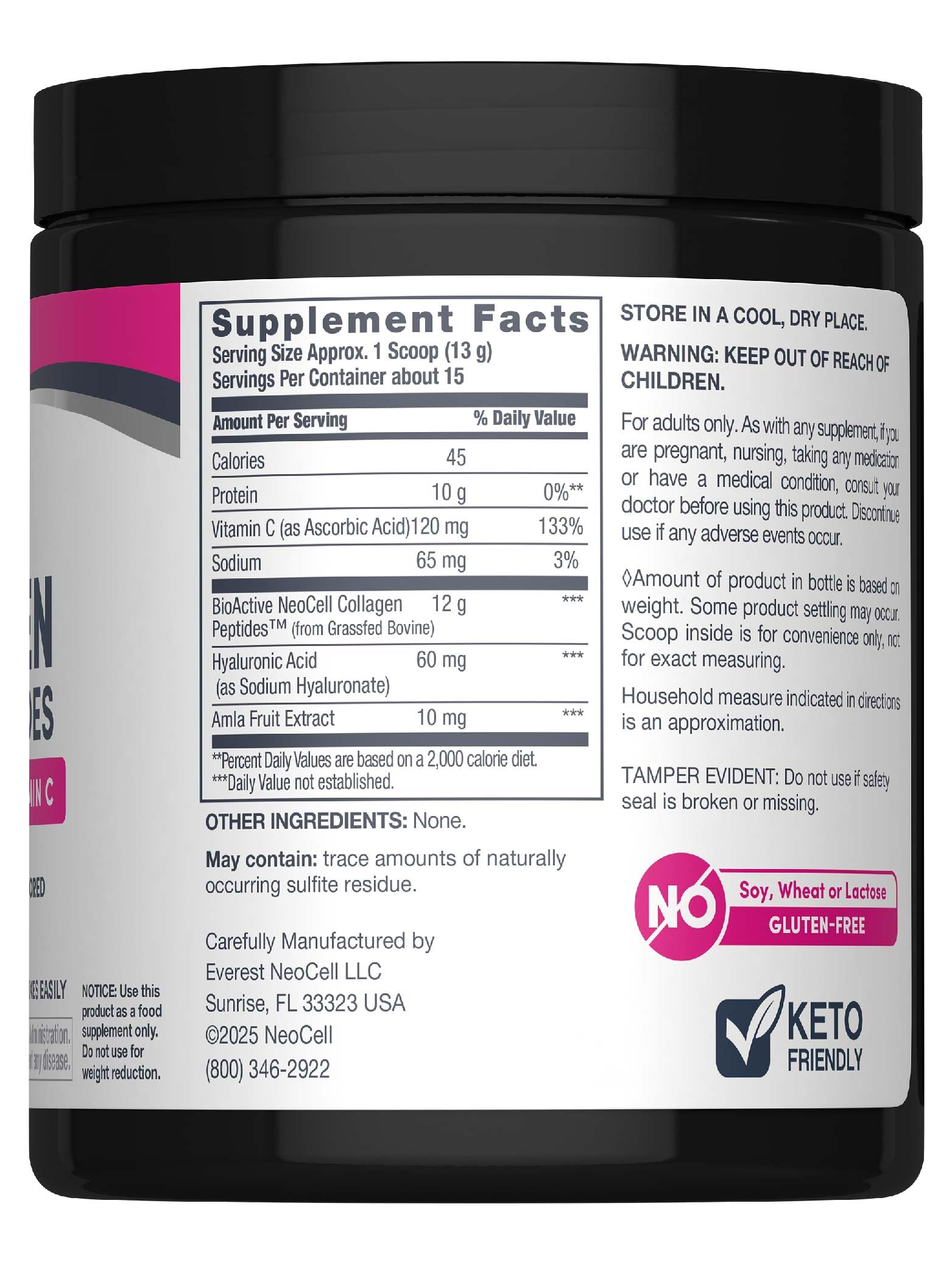 Hydrolyzed collagen peptides powder close-up