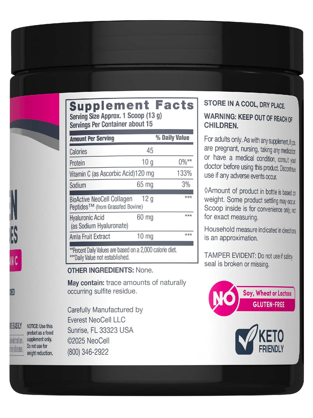 Hydrolyzed collagen peptides powder close-up