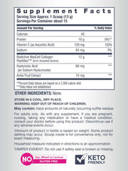 Ingredient panel showing collagen, hyaluronic acid and vitamin C