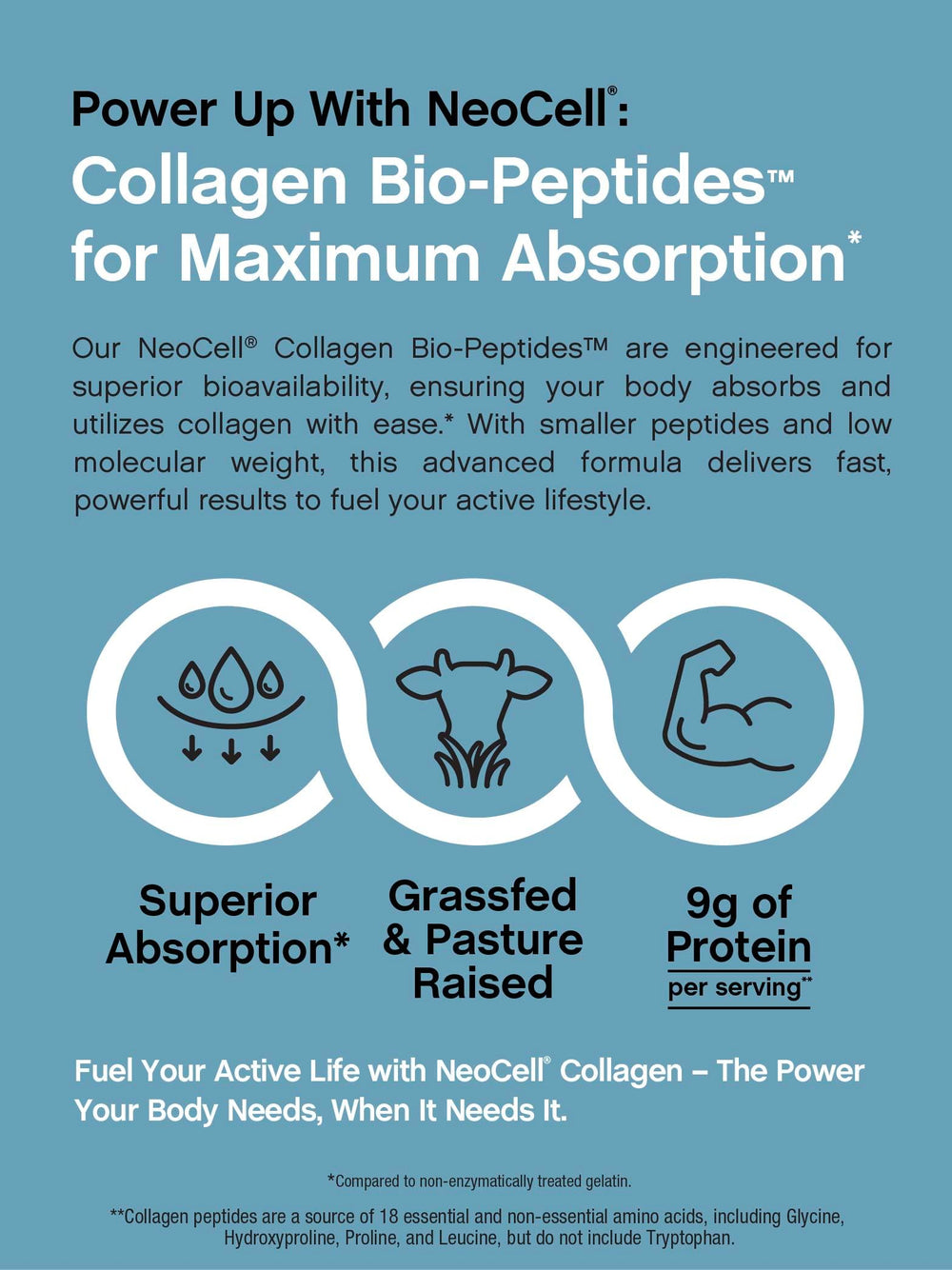 Keto-friendly and Kosher symbols on NeoCell collagen packaging