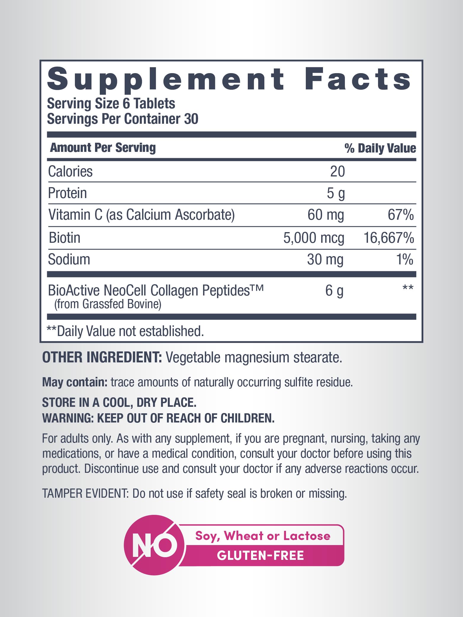 Biotin and vitamin C tablets for hair and nails