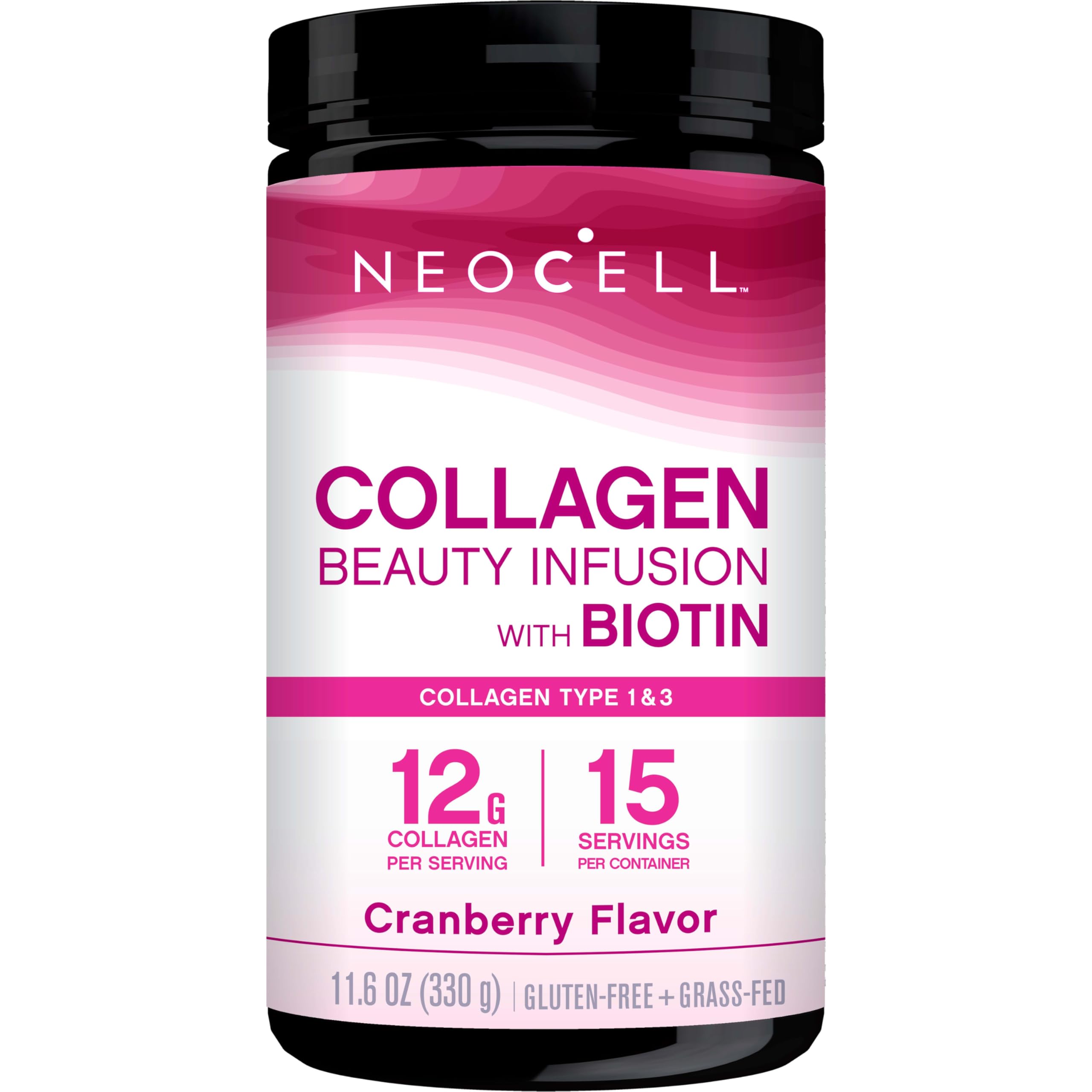 Hero image of NeoCell Collagen Beauty Infusion with Biotin cranberry flavor, 11.6 oz canister