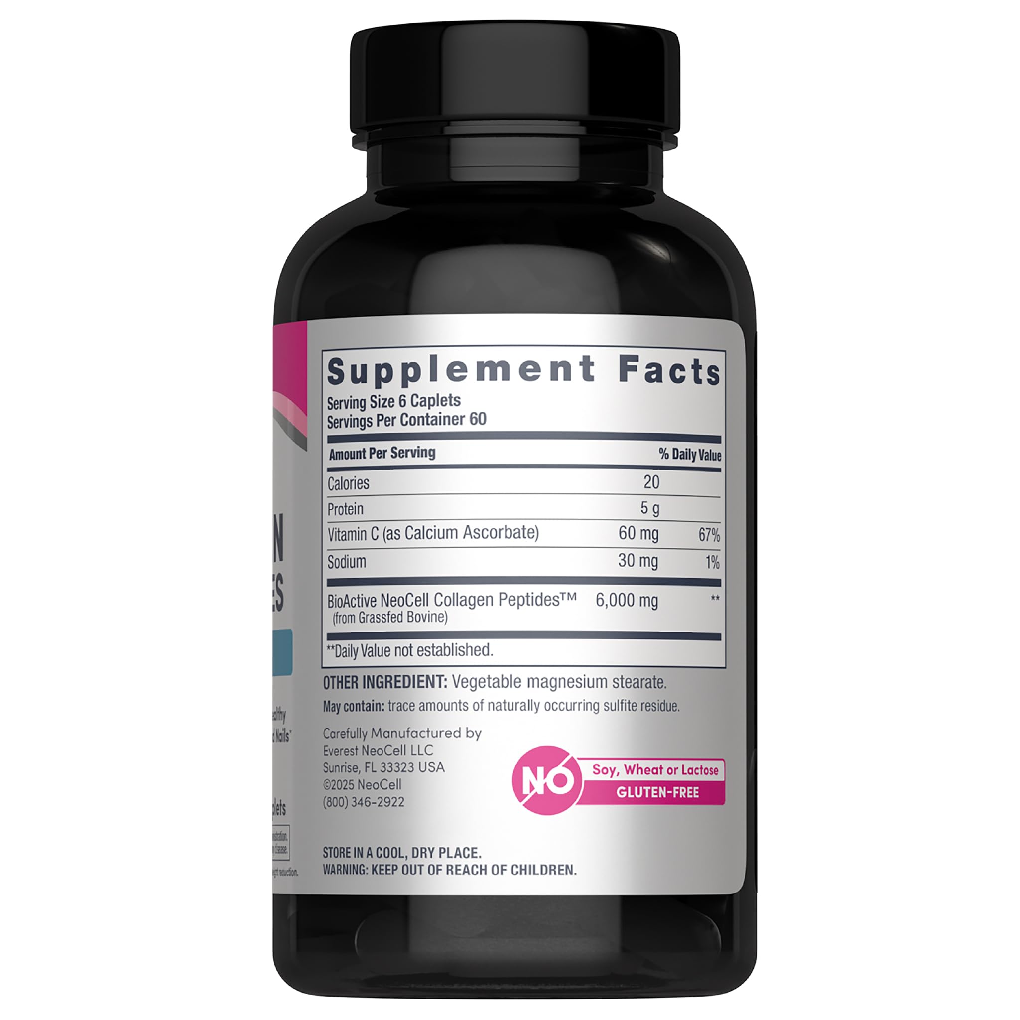 Back view of NeoCell bottle packaging showing supplement details