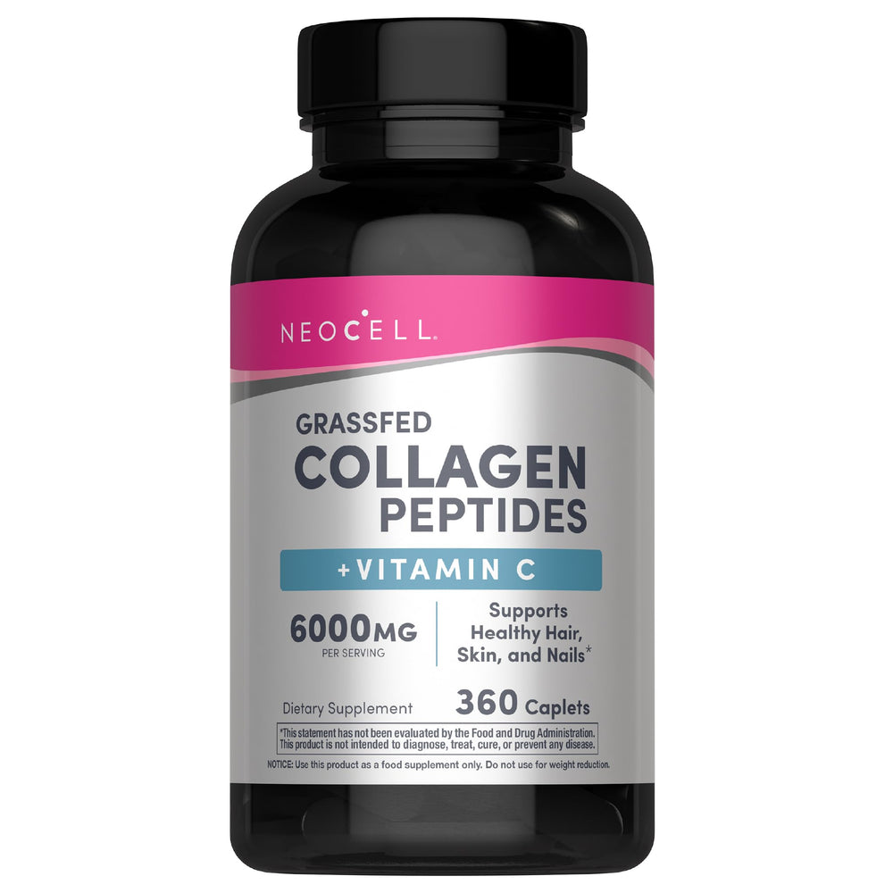 Front view of NeoCell Super Collagen Plus Vitamin C bottle with 360 tablets