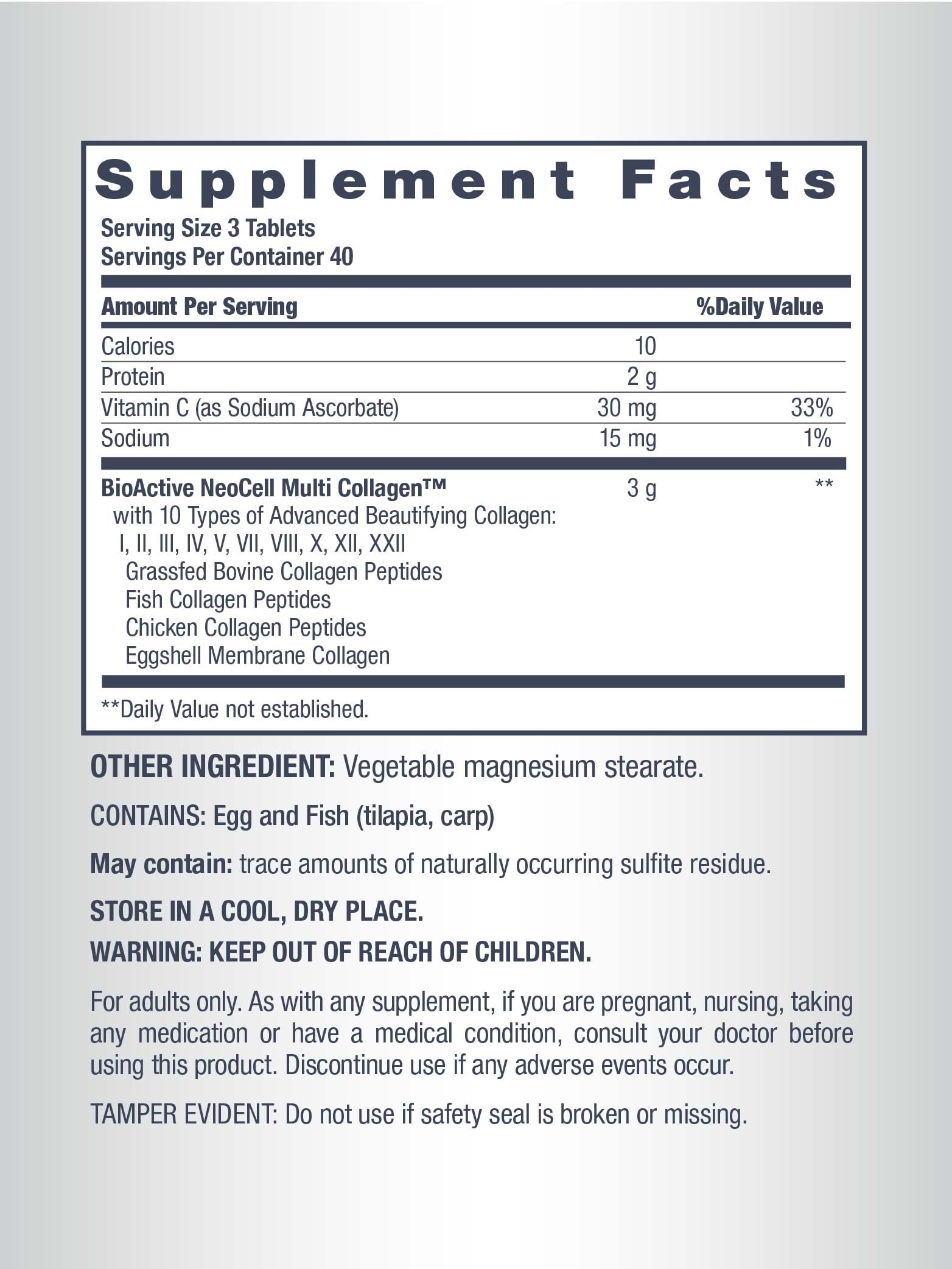 Graphic illustrating 10 types of collagen