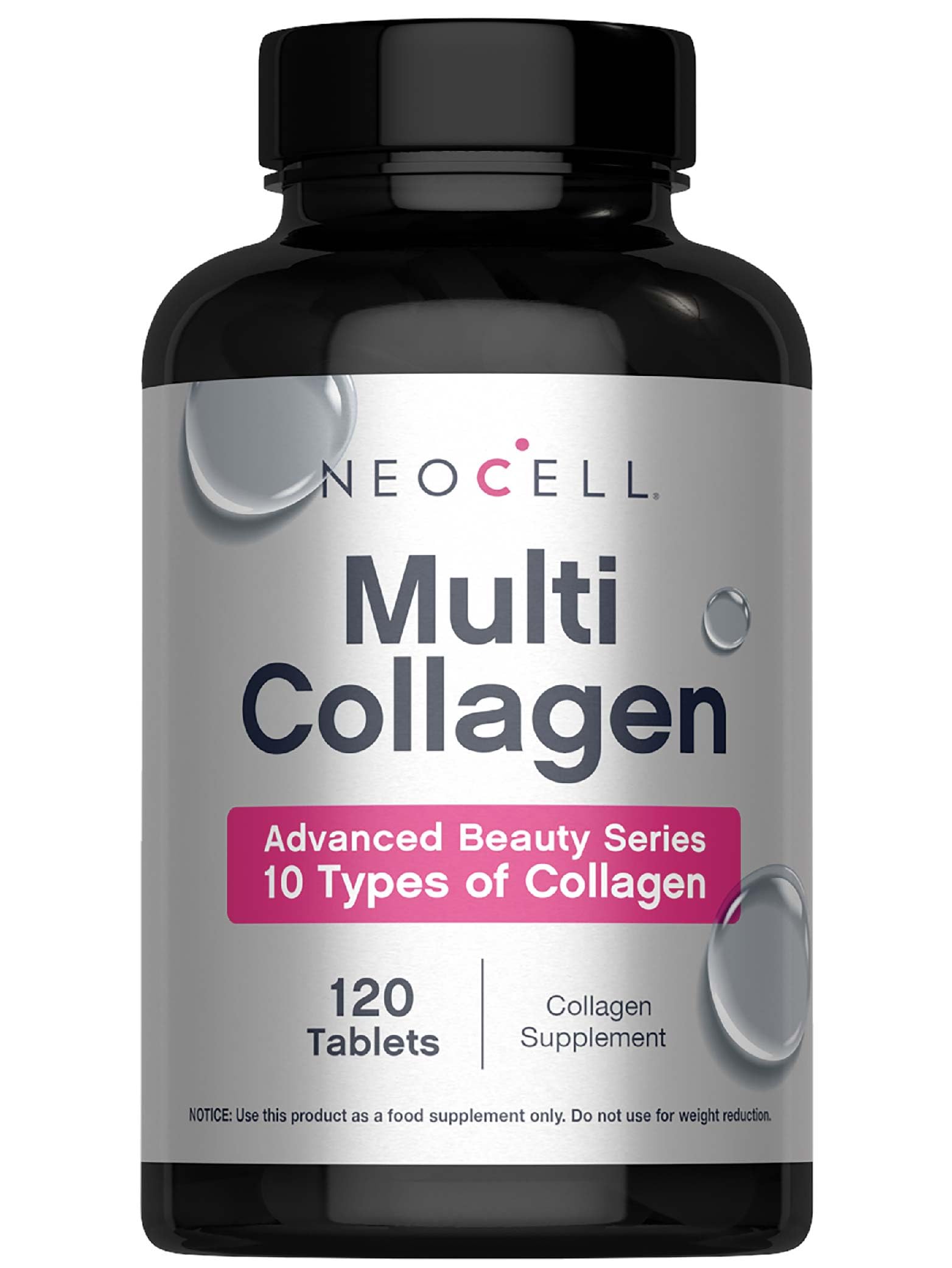 Front view of NeoCell Super Multi Collagen Peptides 120 tablets bottle