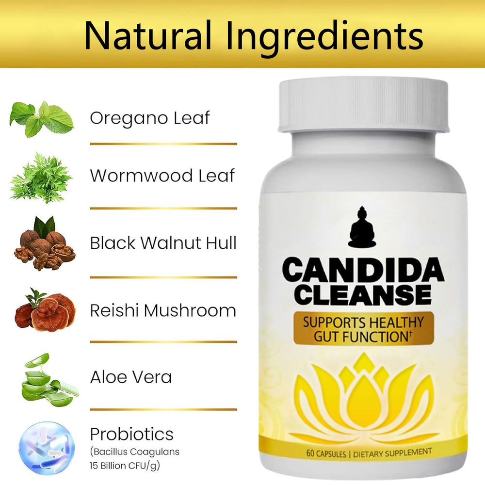 Neonomicon Candida Cleanse ingredient blister pack, oregano leaf and black walnut in daily support mix.