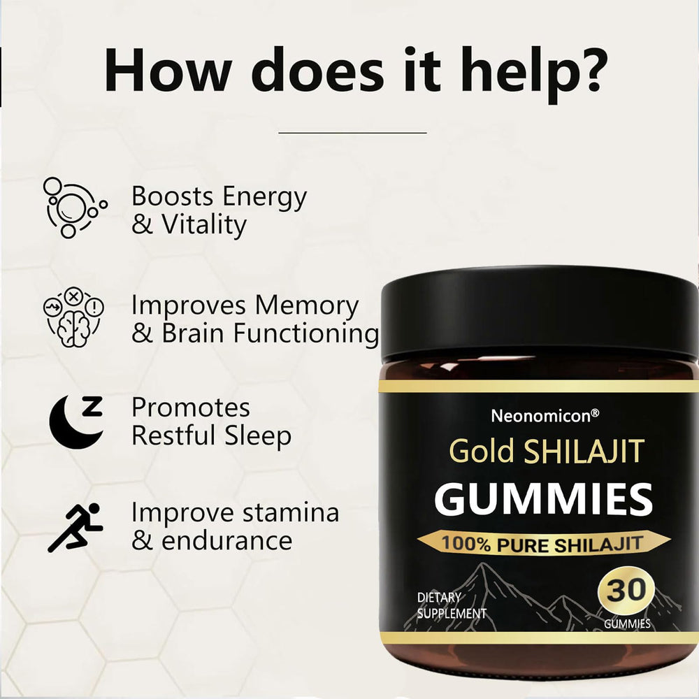 Close-up of ingredients including Himalayan shilajit and natural extracts