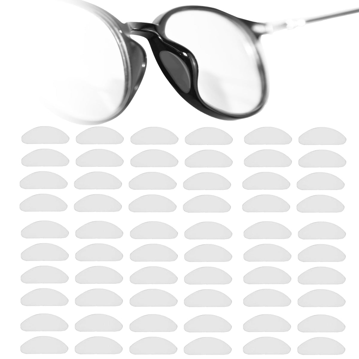 NEPAK 30 pairs clear 1mm silicone eyeglass nose pads, D-shaped design
