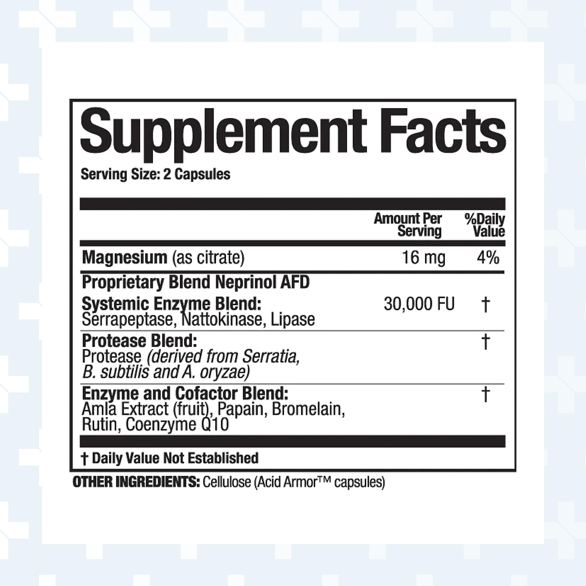 Neprinol AFD ingredients: serrapeptase and nattokinase