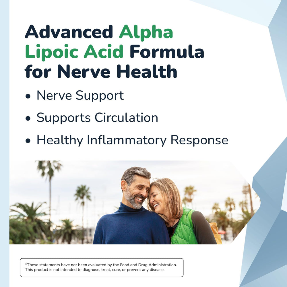 Close-up of Nervala 600mg ALA capsules for 1-month supply