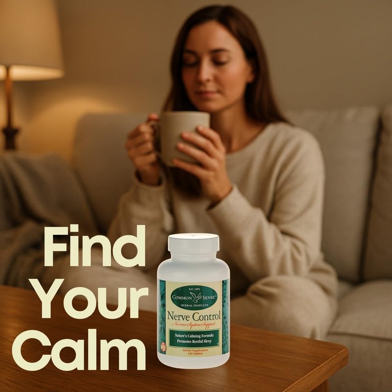 Top-down view of Nerve Control bottle with tablets