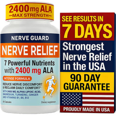 Nerve Guard bottle with label against a neutral background