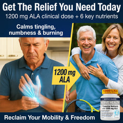 Nerve Guard ingredients including ALA, B vitamins, magnesium, turmeric and ginger