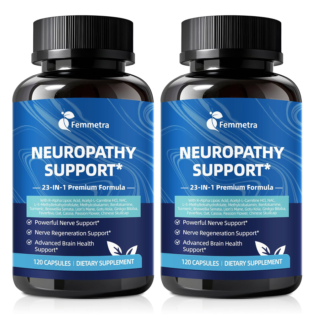 Front view of Femmetra Neuropathy Support bottle