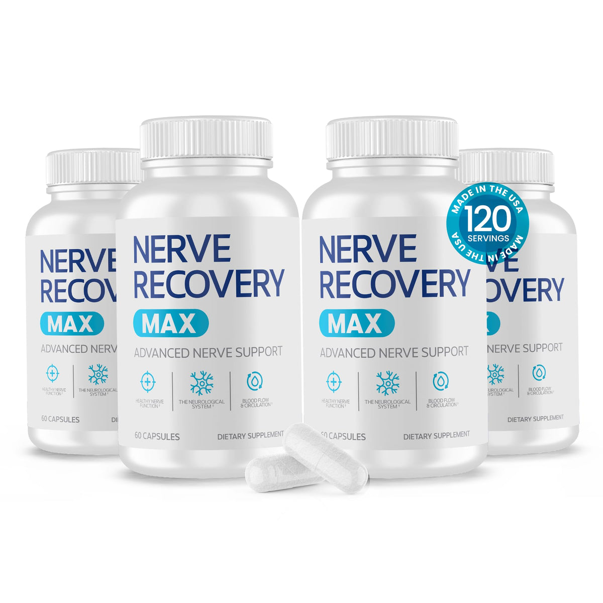Front view of Nerve Recovery Max bottle