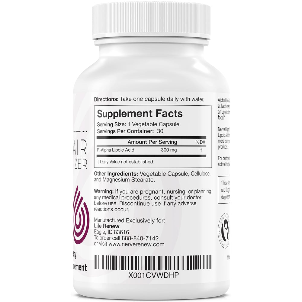 Close-up of NERVE RENEW Optimizer bottle showing label