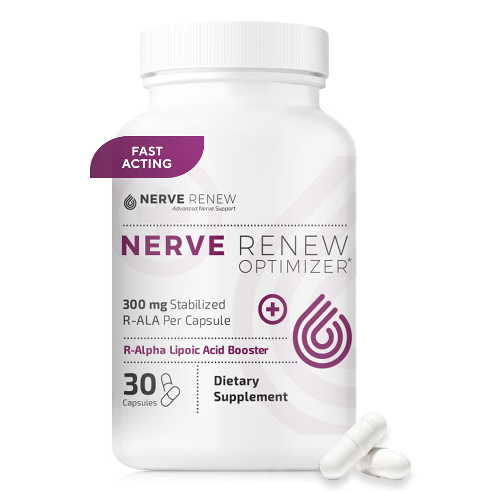 NERVE RENEW Optimizer hero image with bottle on white background