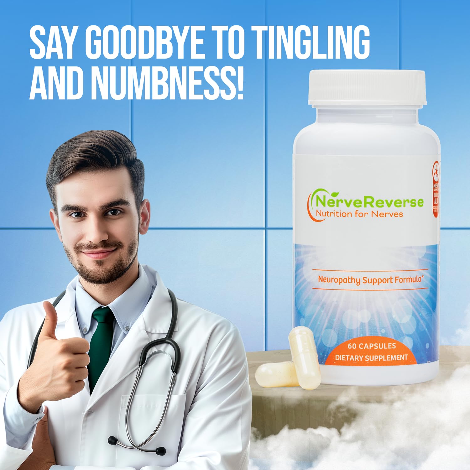 Plant-based vegan supplement packaging on white background