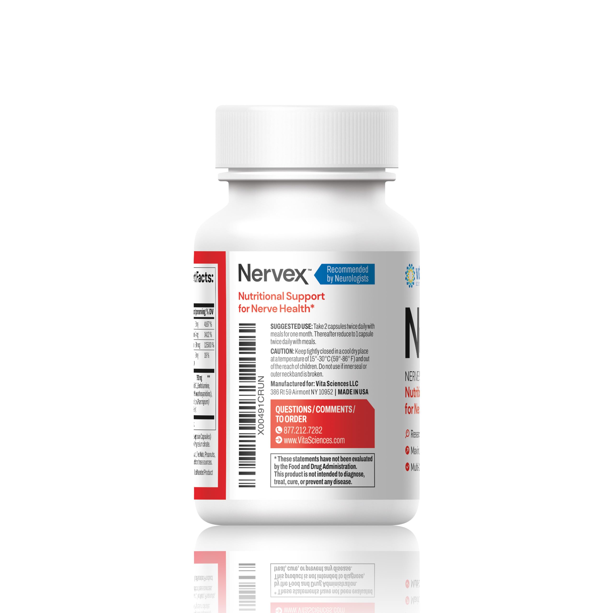 Nervex Pills bottle close-up with label details