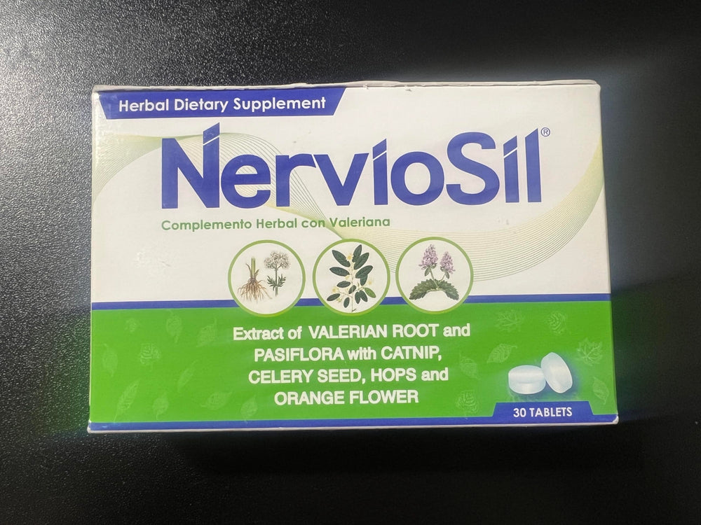 Bottle of Nerviosil Herbal Supplement 30 Tablets