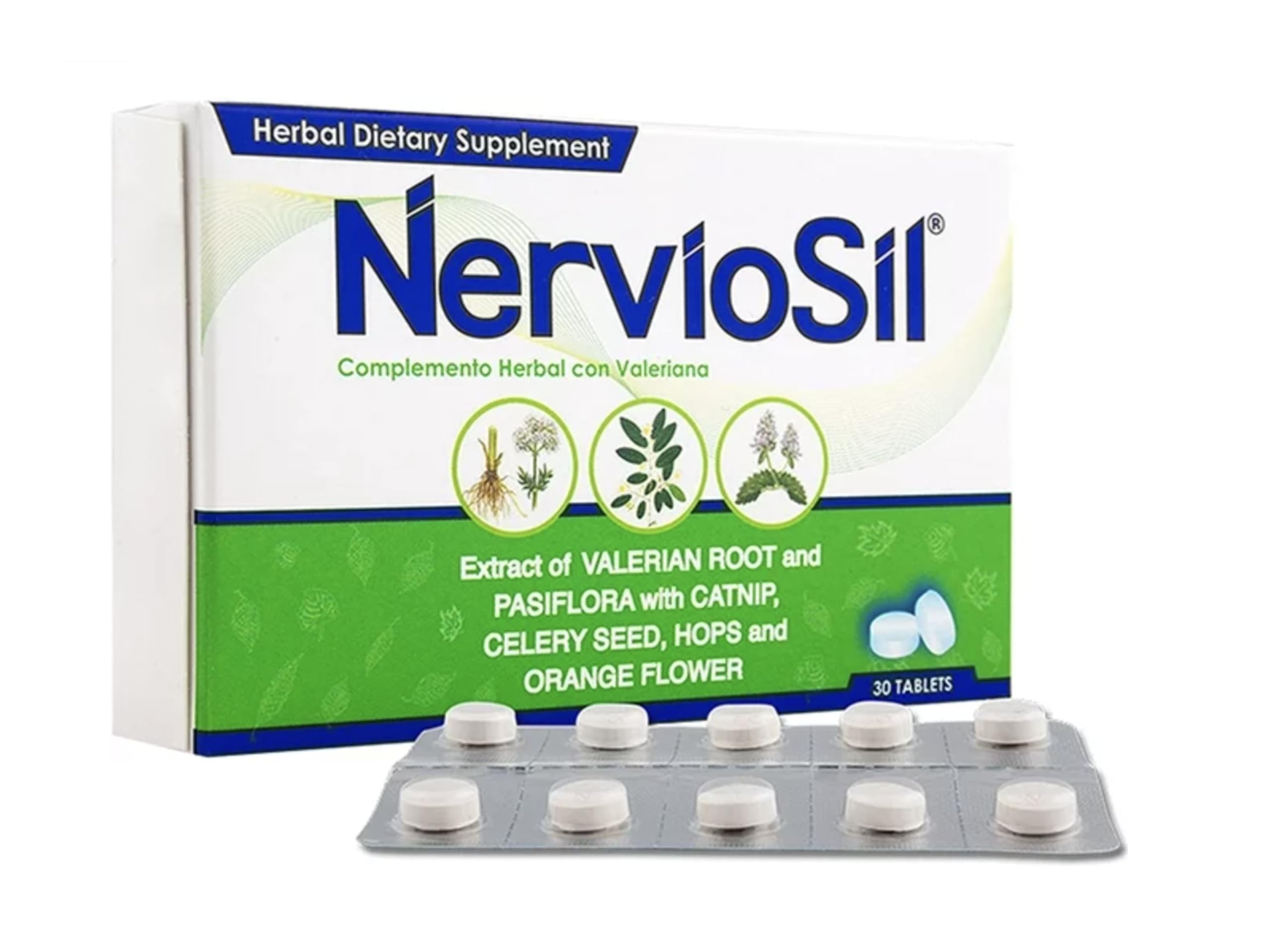 Nerviosil Herbal Supplement 30 Tablets – front view