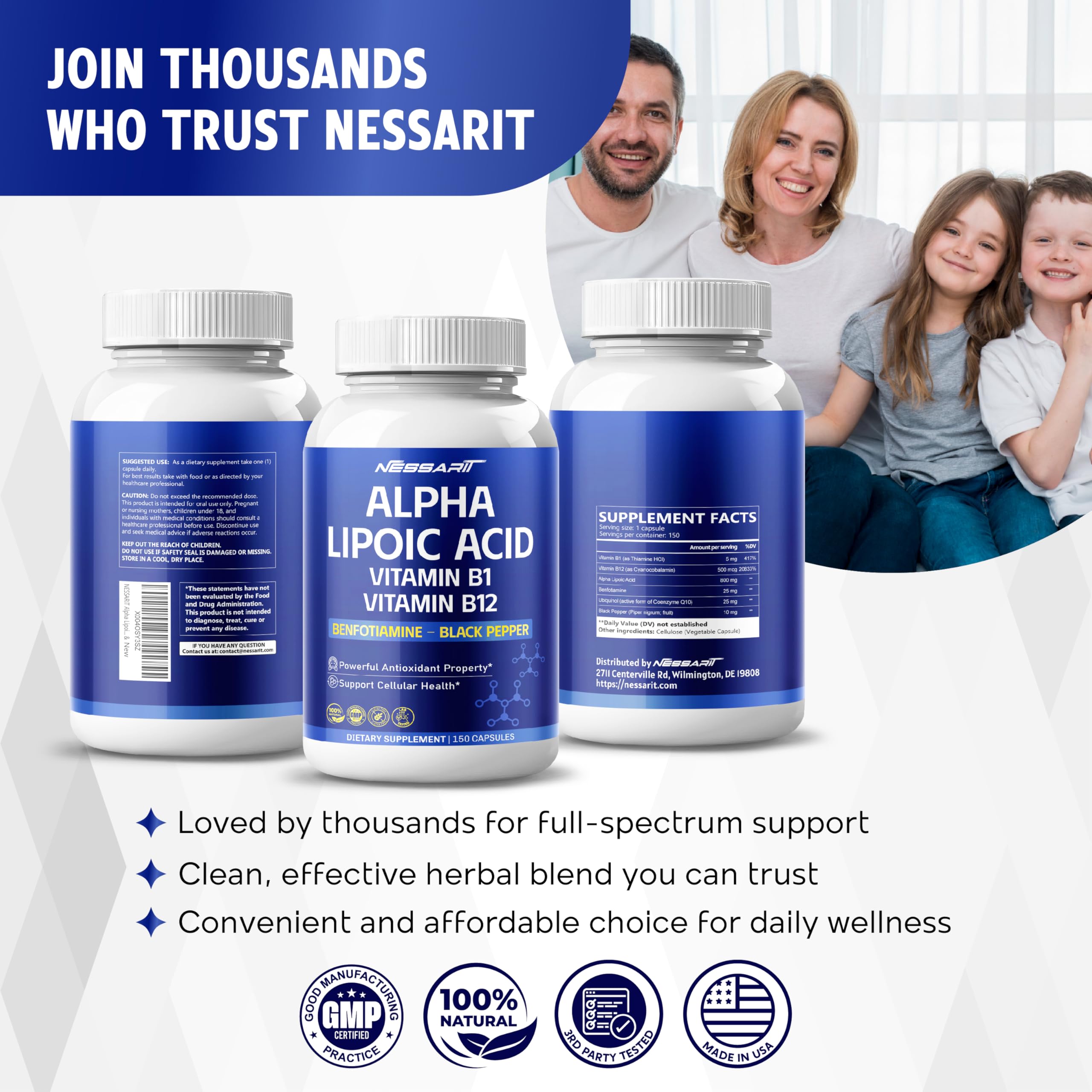 Nessarit Alpha Lipoic Acid bottle with outer box packaging