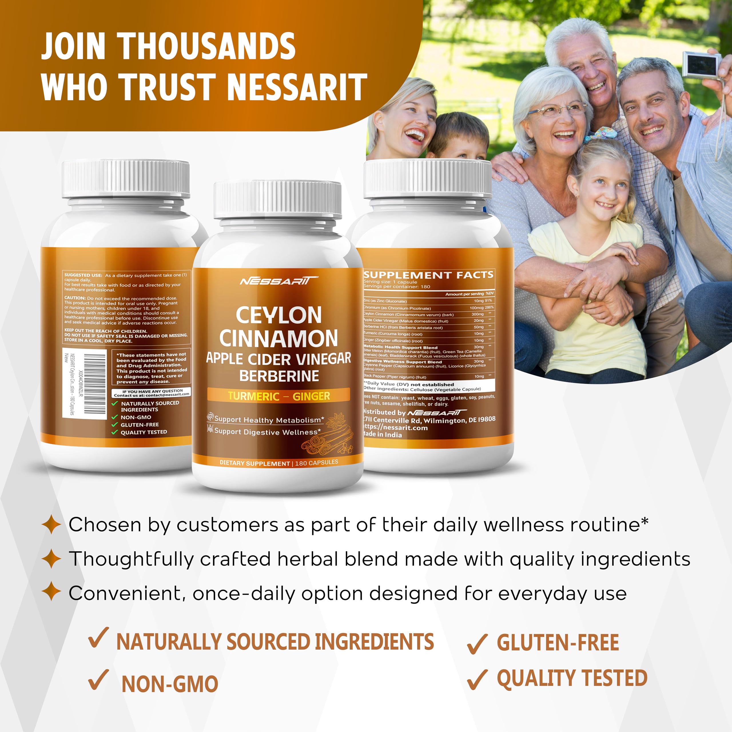 NESSARIT supplement facts label close-up for transparency and potency