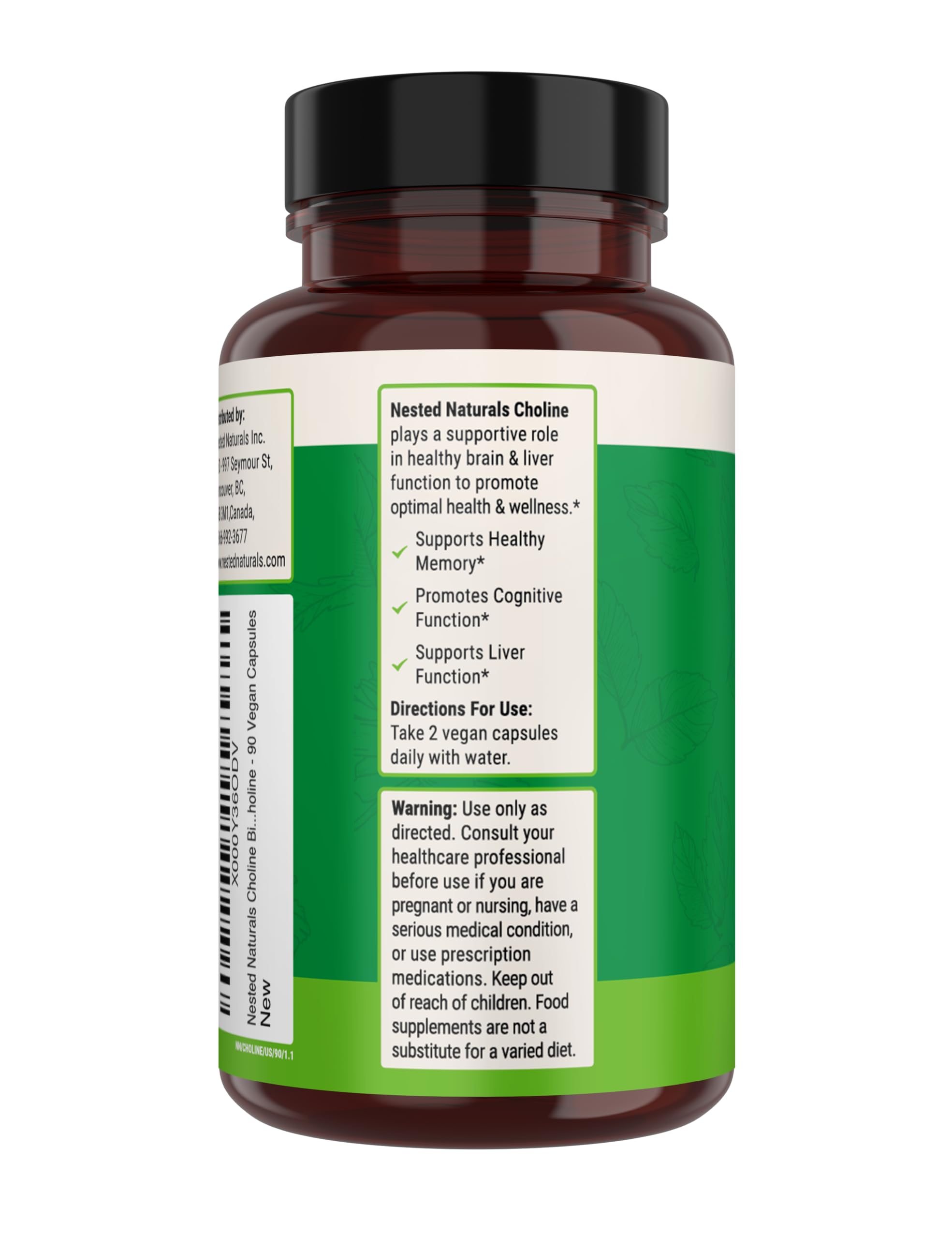 Lifestyle scene with choline supplement on a clean surface